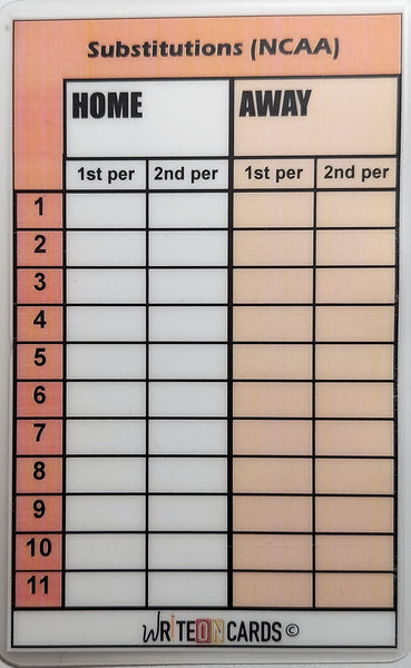 Substitutions Card (Sub) CLEARANCE